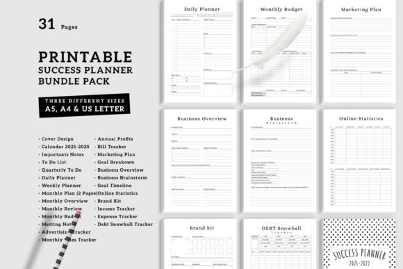 Download Printable Success Planner Bundle Pack - Plan Collection