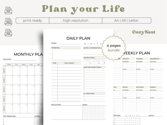 Download Printable Planner | Daily Weekly Monthly - Plan Collection