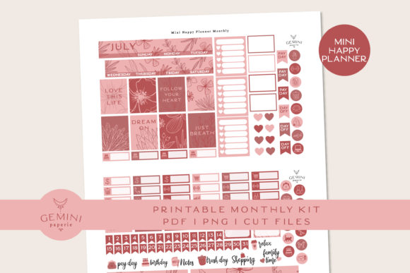 Download Monthly Printable Planner Sticker Kit - Plan Collection