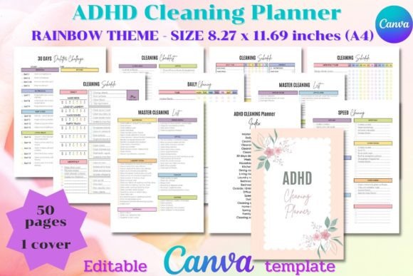 Download ADHD Cleaning Planner - CANVA Editable - Plan Collection