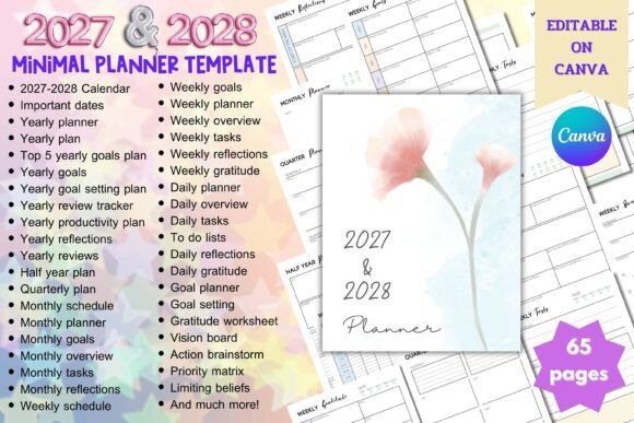 Download 2027-2028 Minimal Planner Canva Template - Plan Collection