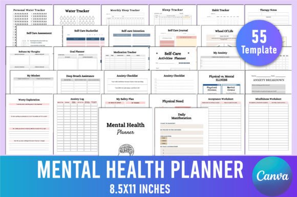 Download Mental Health Planner for Canva - Plan Collection