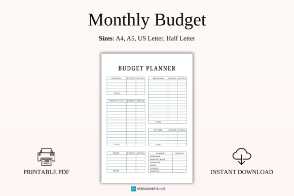 Download Printable Monthly Budget Planner PDF - Plan Collection