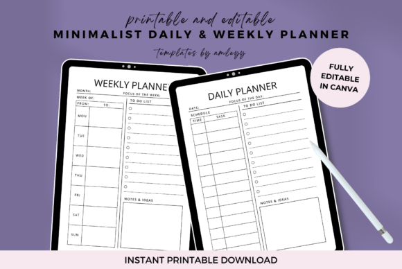 Download Minimalist Weekly &amp; Daily Planner Canva - Plan Collection