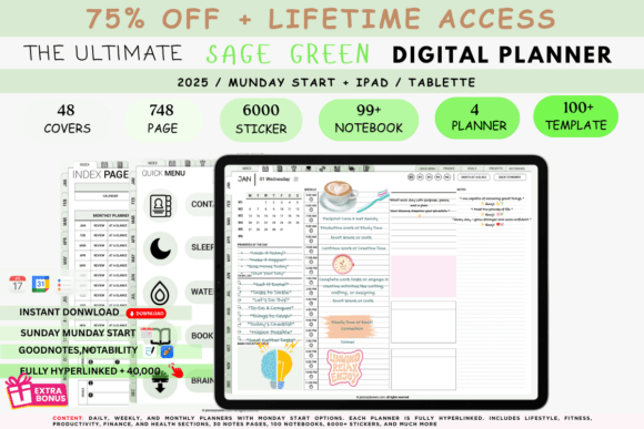 Download Vertical Weekly Digital Planner Sage Gre - Plan Collection