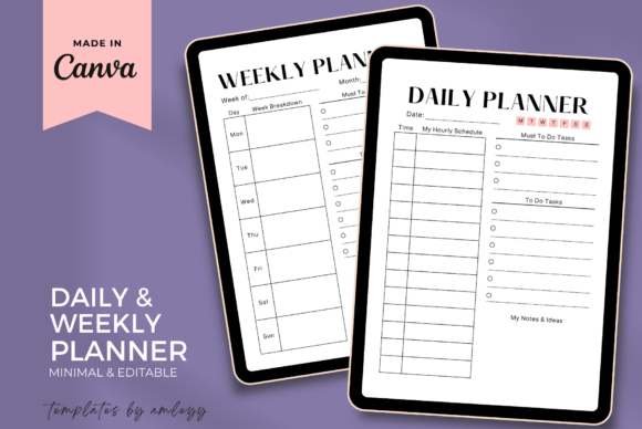 Download Minimal Daily &amp; Weekly Planner Template - Plan Collection