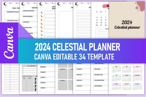 Download Editable 2024 Celestial Planner Canva - Plan Collection