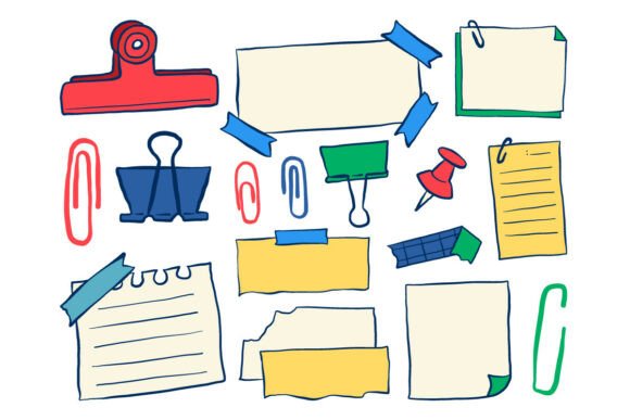 Download Hand Drawn Stationery Notes Doodle Set - Stationery Collection