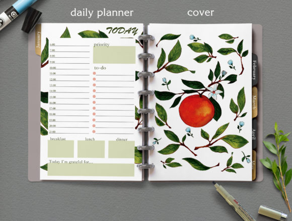 Download Half Letter Orange Floral Daily Planner - Plan Collection