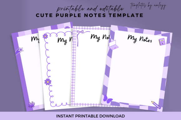 Download Cute Purple Notes Planner Template - Plan Collection