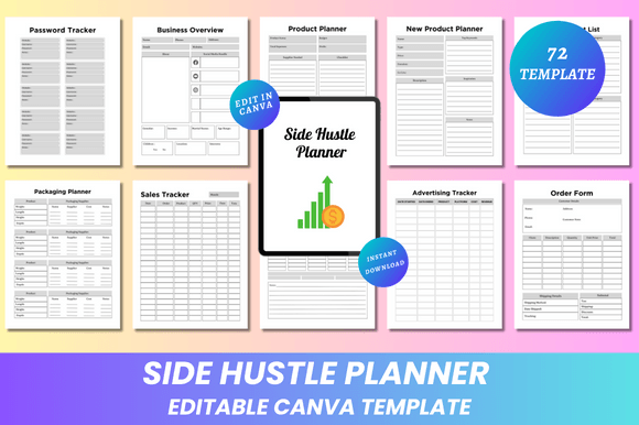Download Side Hustle Planner Canva KDP Interior - Plan Collection