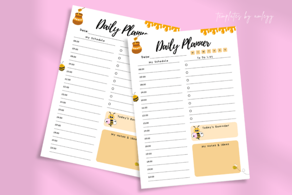 Download Cute Bee-Themed Daily Planner Template - Plan Collection