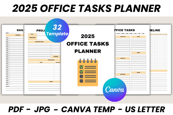 Download 2025 Office Tasks Planner Canva Template - Plan Collection