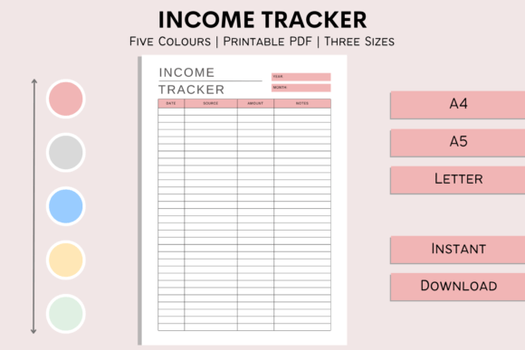 Download Income Tracker Printable Planner Insert - Plan Collection