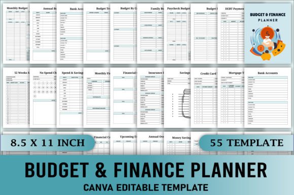 Download Editable Budget &amp; Finance Planner Canva - Plan Collection