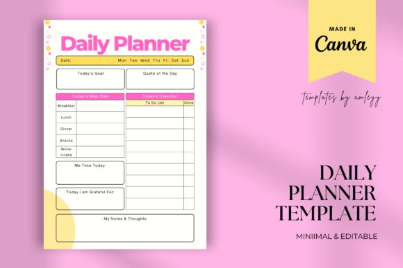 Download Minimal Cute Daily Planner Canva - Plan Collection