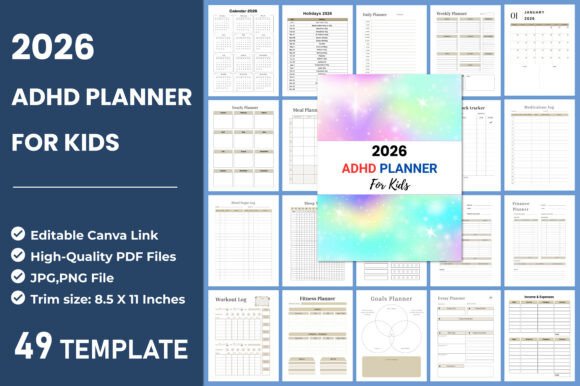 Download 2026 ADHD Planner for Kids Canva - Plan Collection