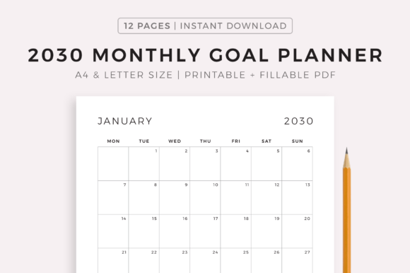 Download 2030 Monthly Goal Planner, Printable - Plan Collection