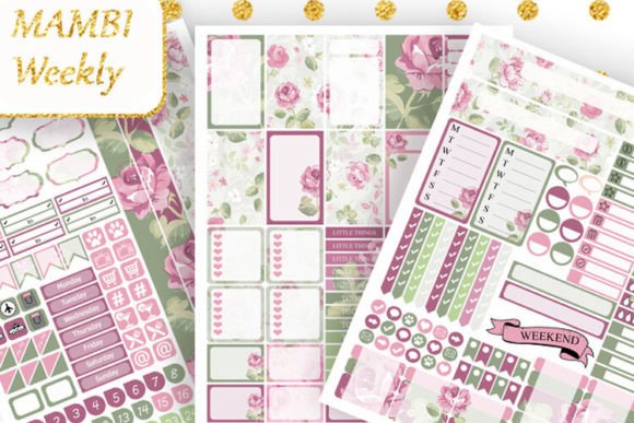 Download Weekly Planner Stickers Purple Roses - Plan Collection