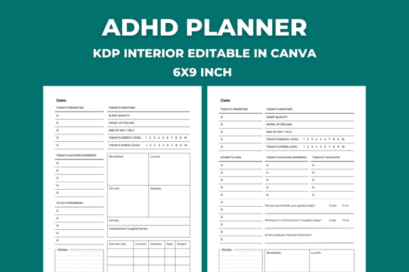 Download KDP ADHD Planner Canva Template 6X9" - Plan Collection