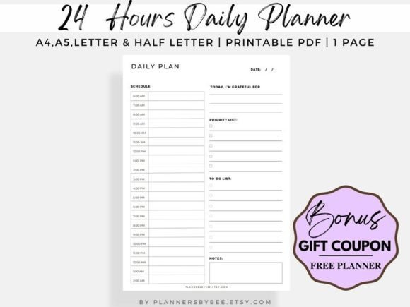 Download 24 Hour Planner, Daily Planner Printable - Plan Collection