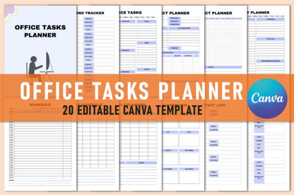 Download Editable Office Tasks Planner for Canva - Plan Collection