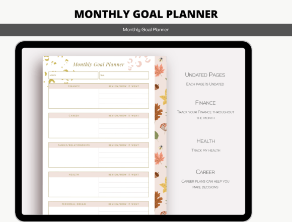 Download Undated Digital Monthly Goal Planner - Plan Collection